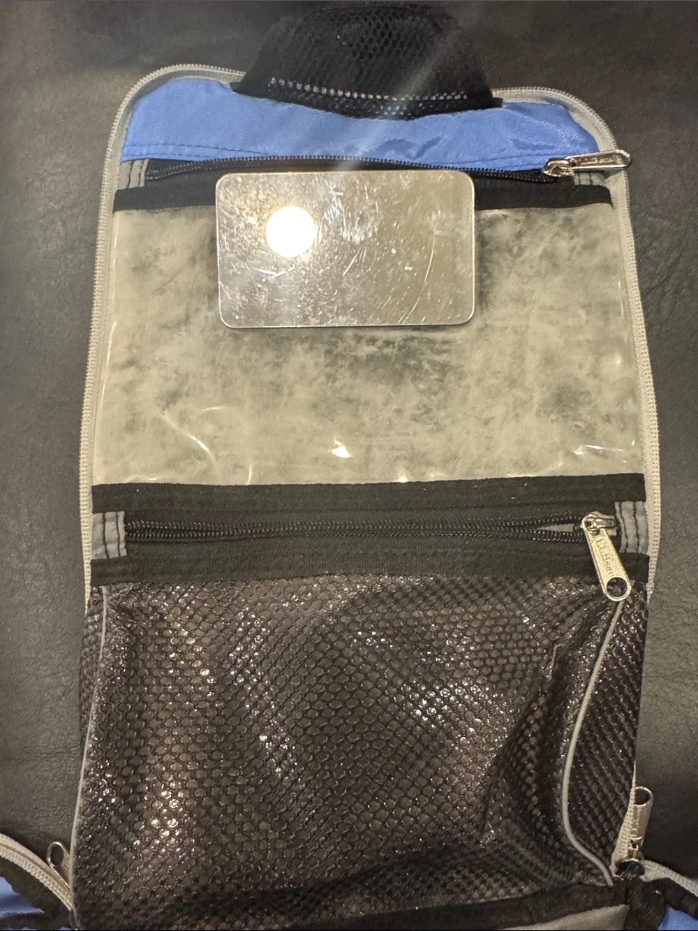 L.L. Bean Blue Hanging Toiletry Bag With Multiple Compartments